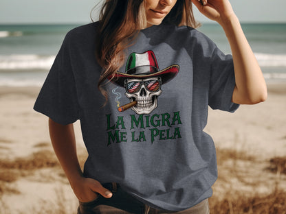 La Migra Me La Pela Skull T-Shirt Unique Product