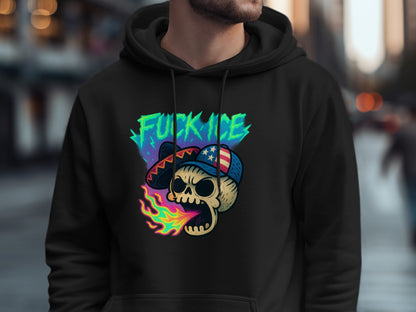 FUKK ICE USA Flag Skull Hoodie Stylish Sweatshirt product
