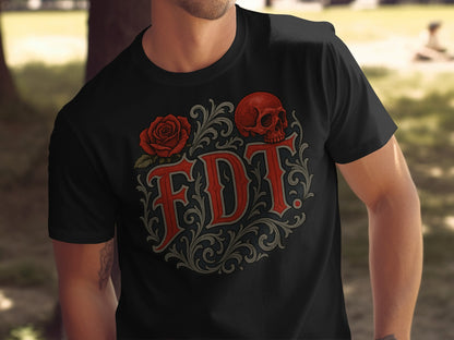 Gothic Rose Skull FDT Graphic Black T-Shirt product type