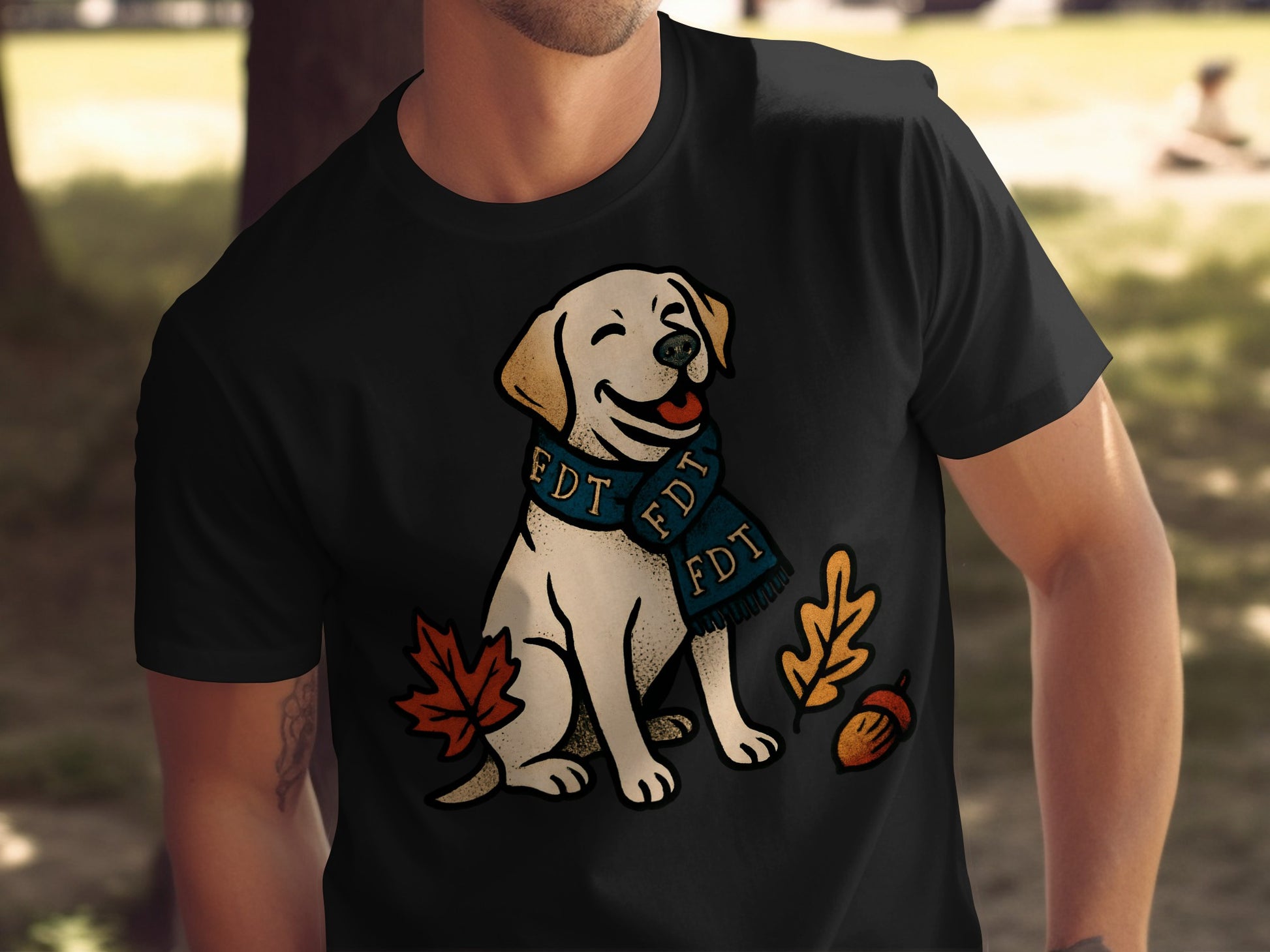 Adorable Puppy Illustration on Black Shirt