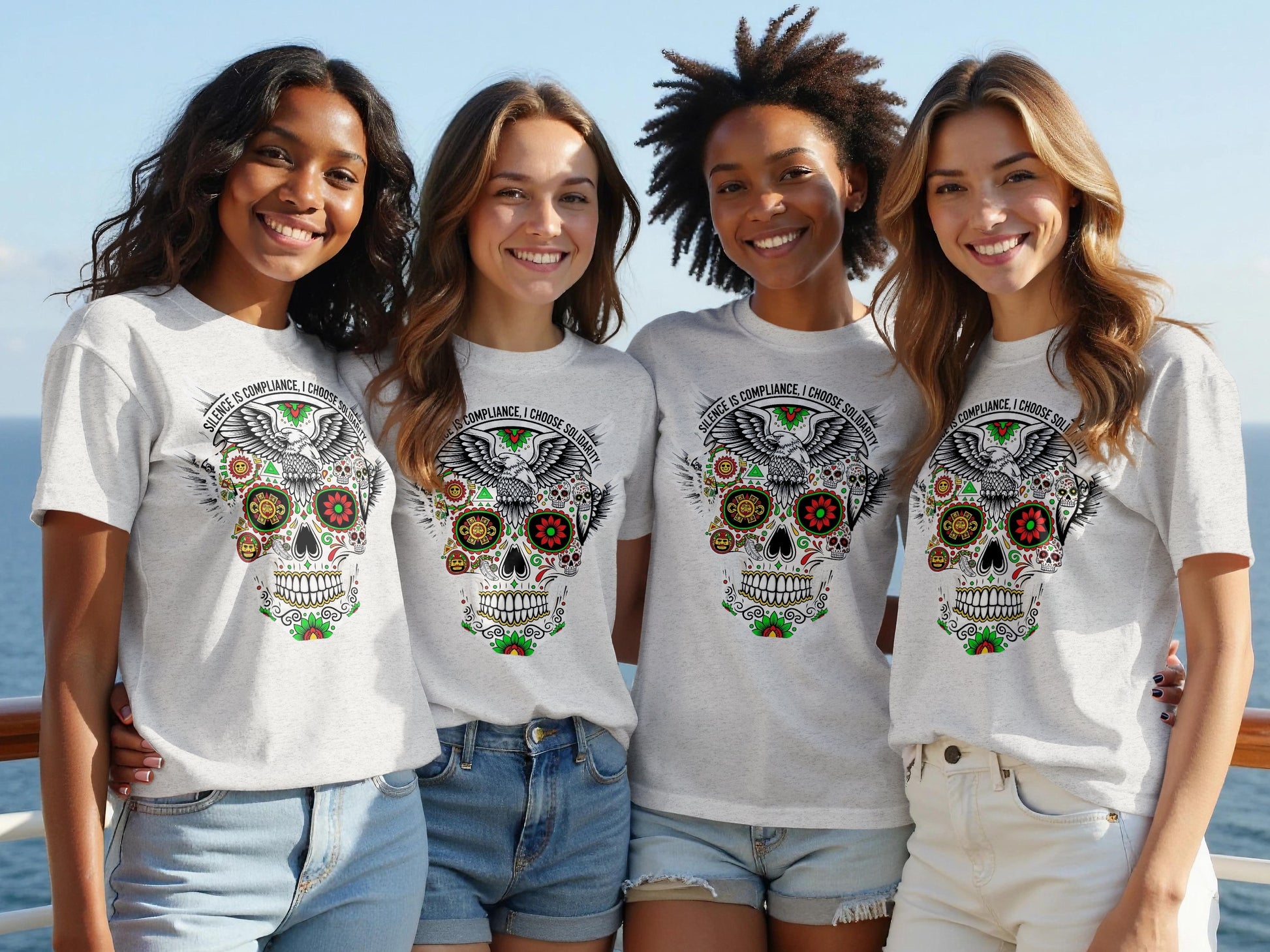 Colorful Sugar Skull Women's Graphic Tee product type