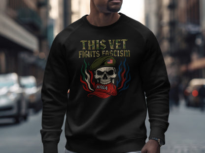 This Vet Fights Fascism MAGA Skull Sweatshirt product