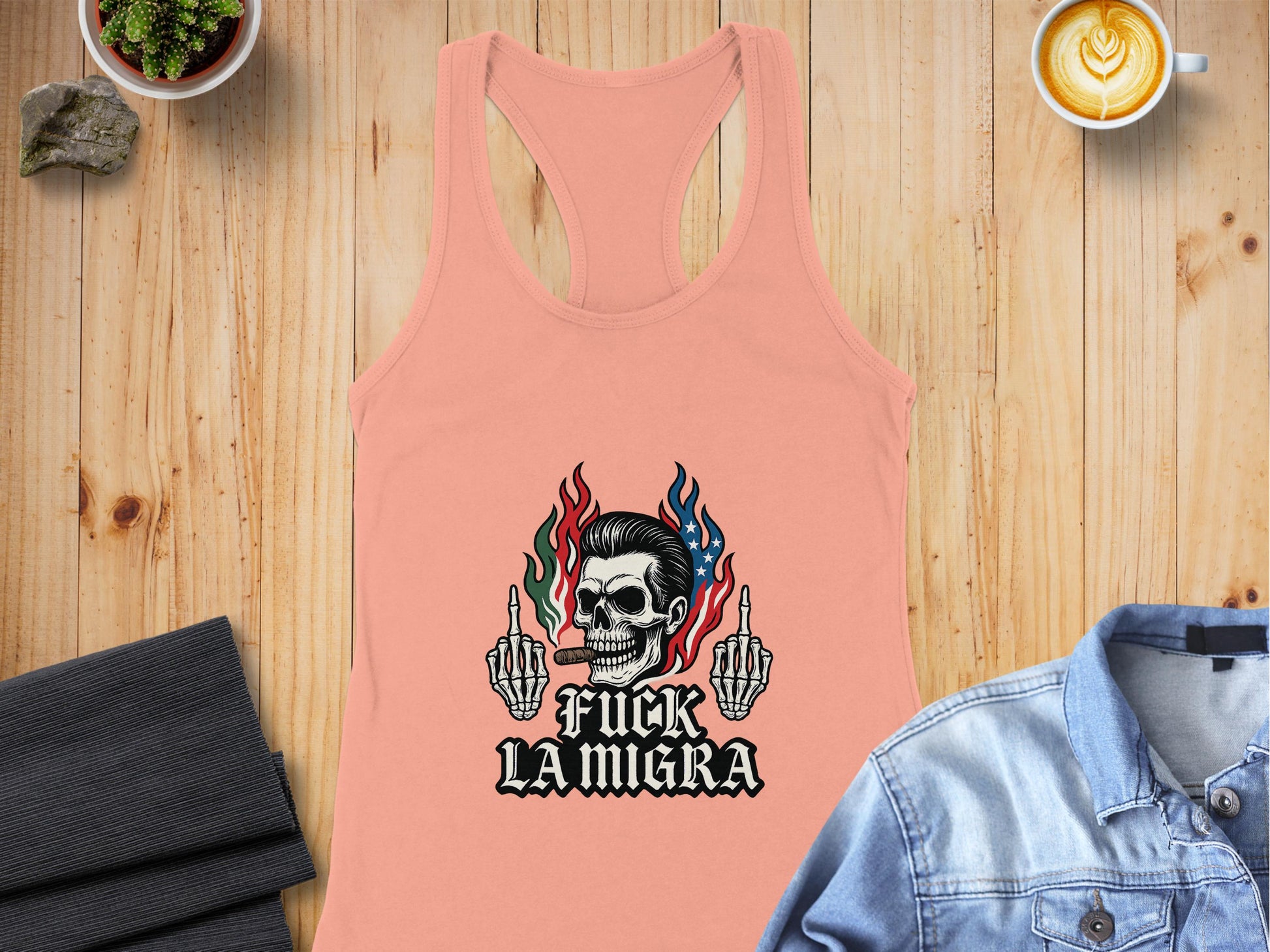 Bold Skull Design F La Migra Statement Tank Top product
