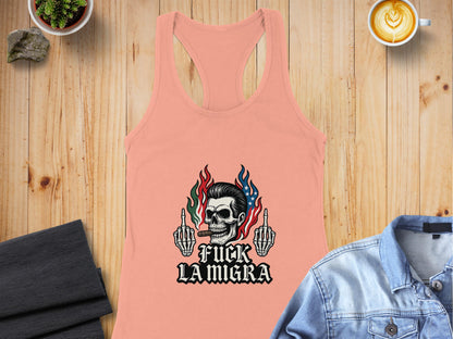 Bold Skull Design F La Migra Statement Tank Top product