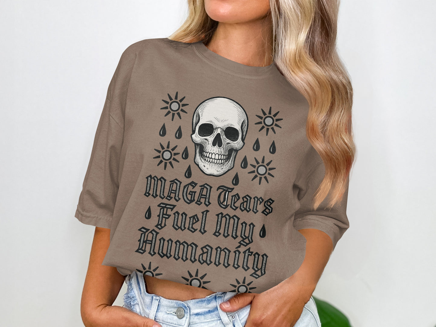 MAGA Tears Fuel My Humanity Skull T-Shirt