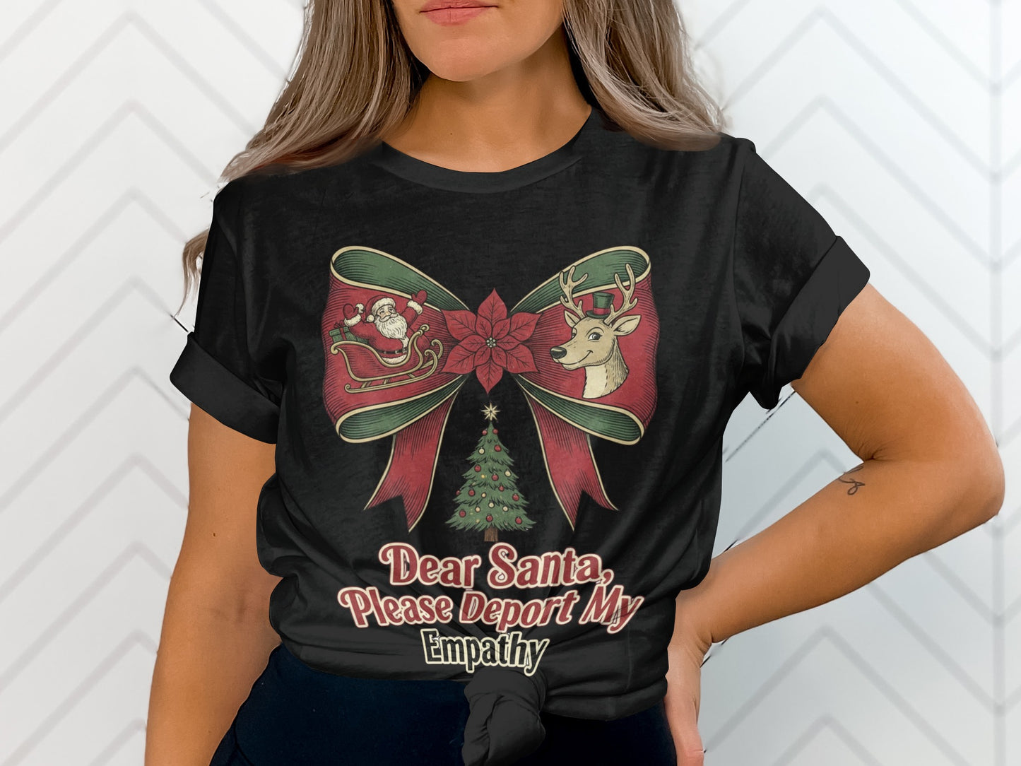 Christmas Santa Reindeer Tree Graphic T-Shirt
