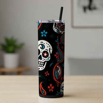 Colorful Skull Pattern Tumbler with Straw product