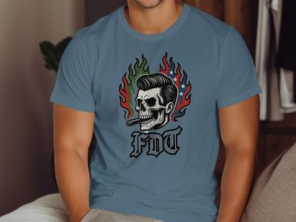 Edgy Skull with Fiery Background Design T-shirt product