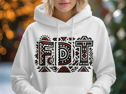 FDTI Bold Geometric Graphic White Hoodie product type