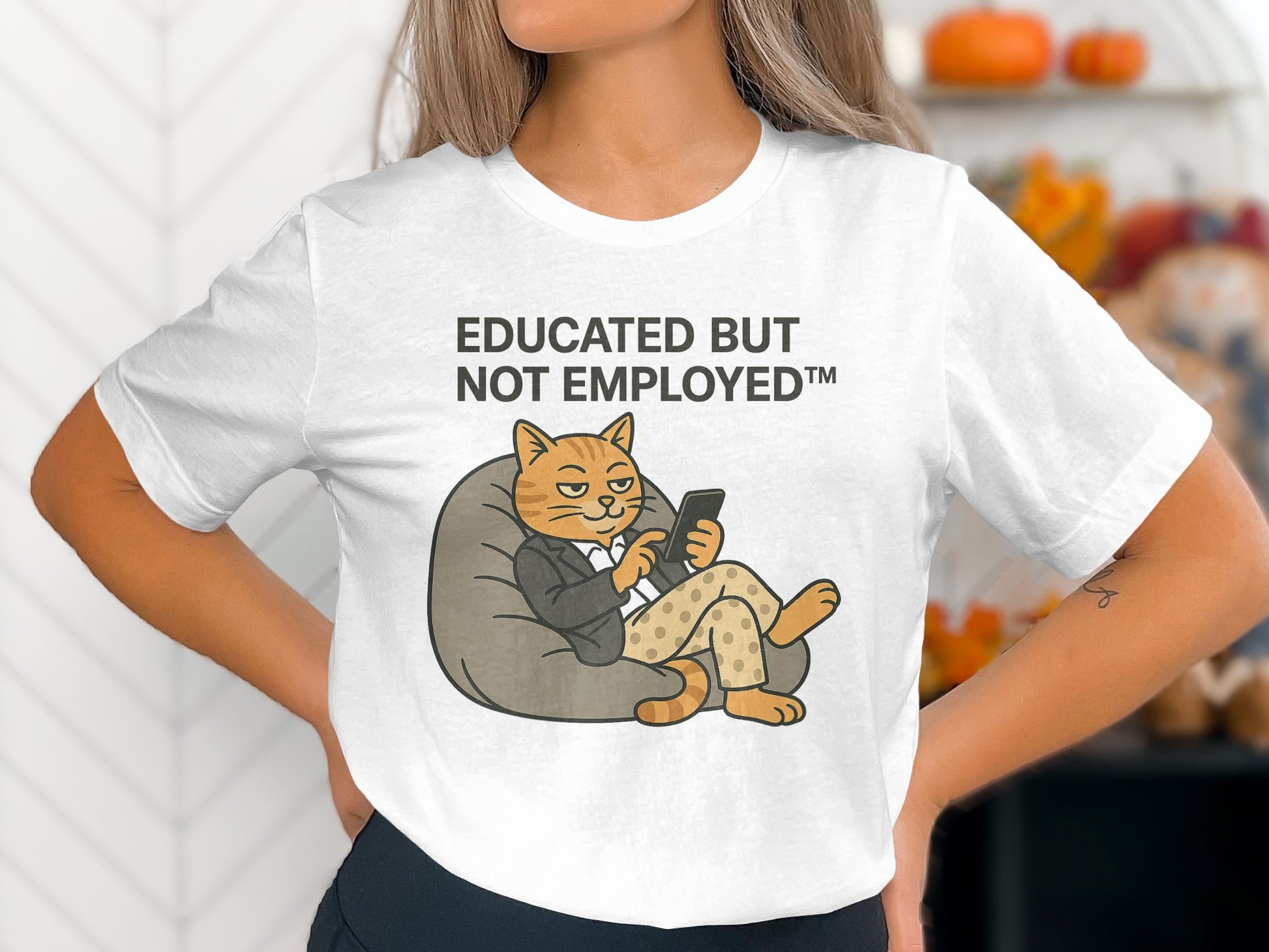 Educated But Not Employed Cat Illustration T-Shirt product
