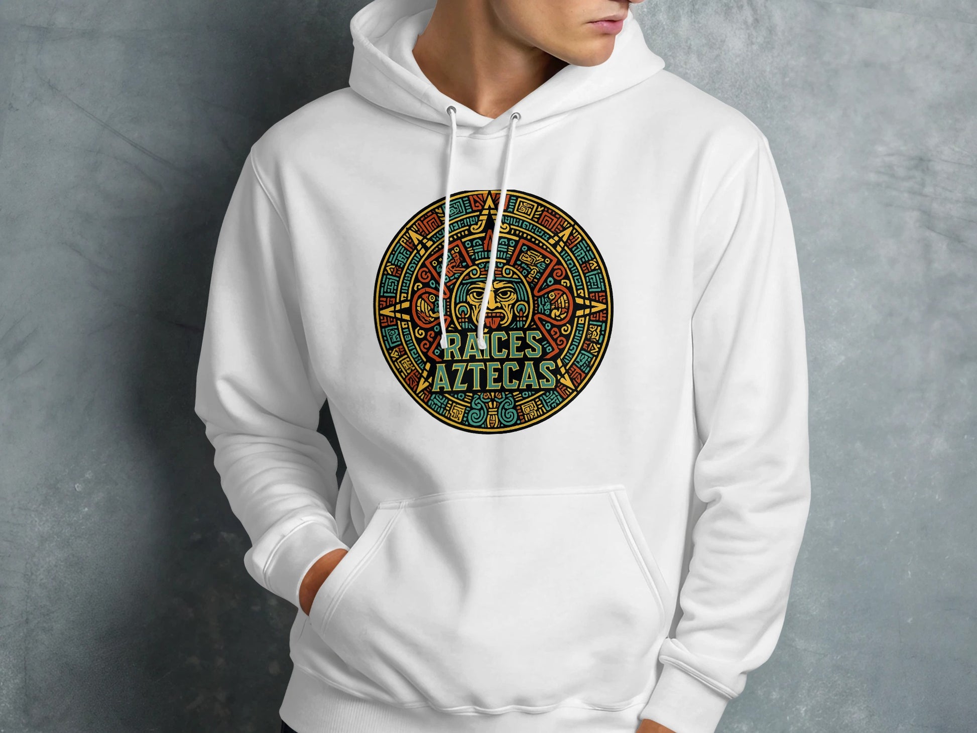Raices Aztecas Emblem Design White Hoodie product