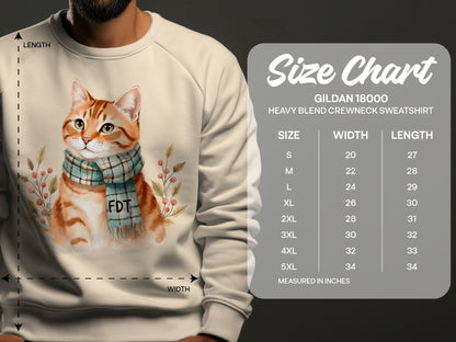 Adorable Cat with Scarf Graphic Heavy Blend Crewneck