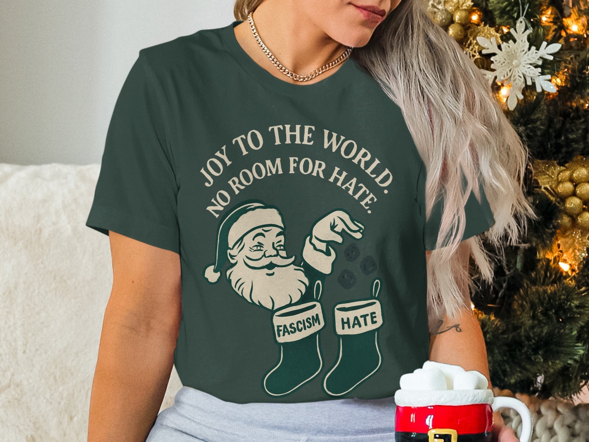 Joy to the World No Room for Hate Santa T-shirt