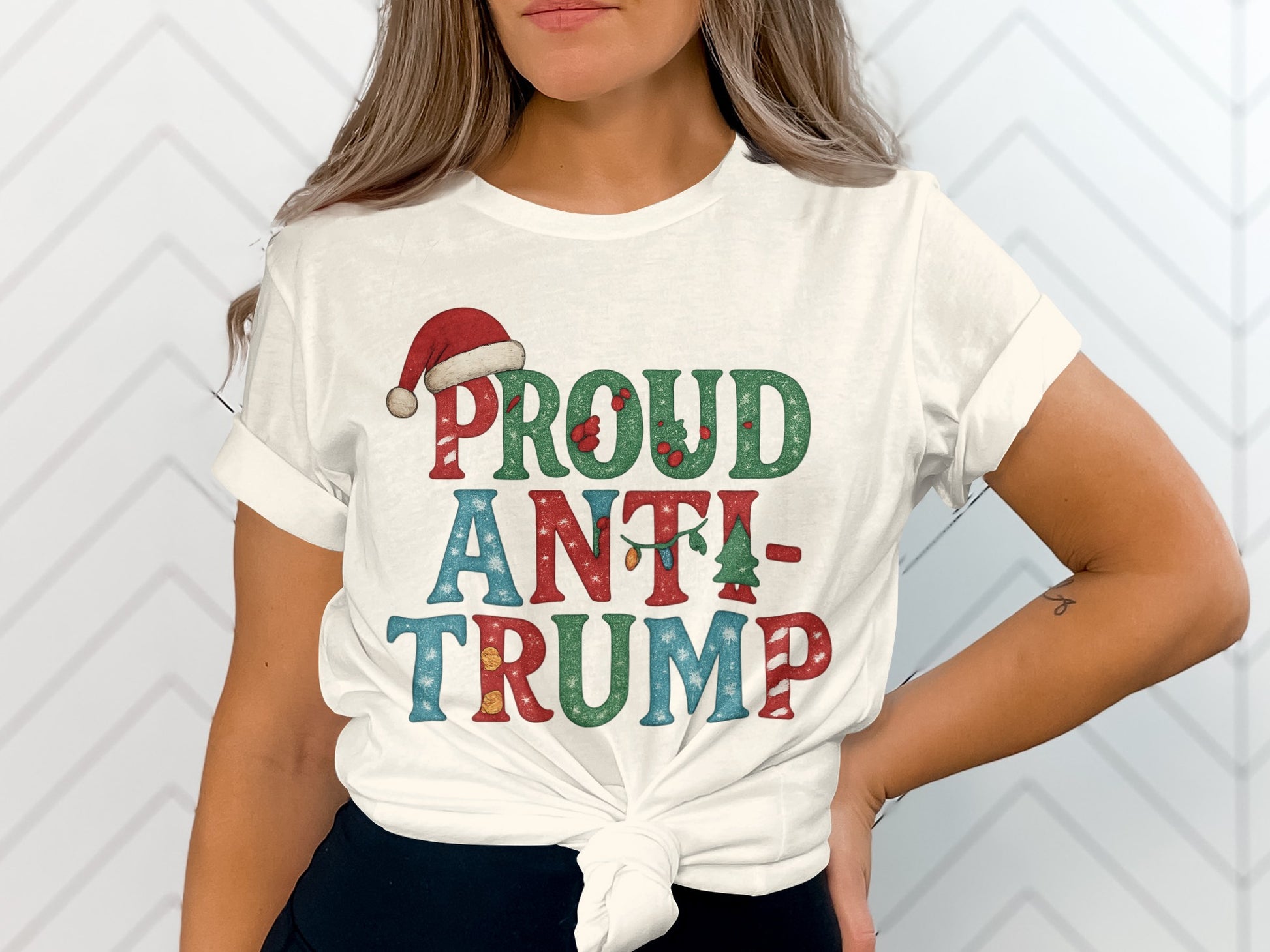 Proud Anti-Trump Christmas Lettering T-Shirt