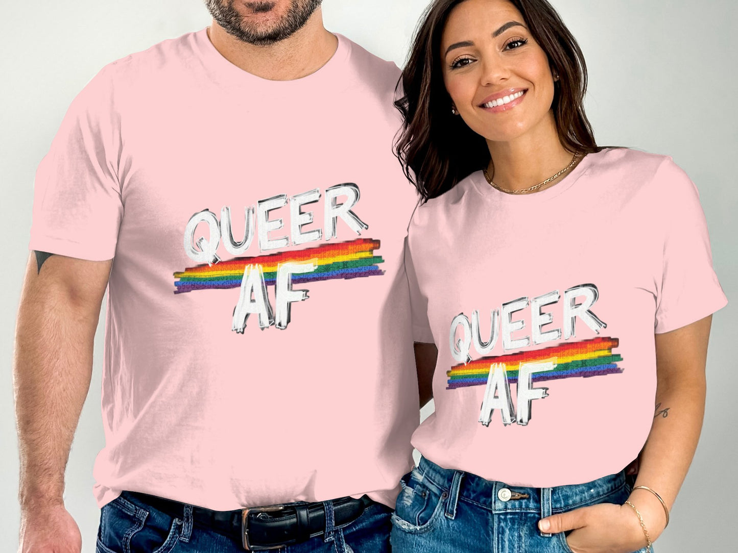 Queer AF Rainbow Pride Pink Graphic Tee product
