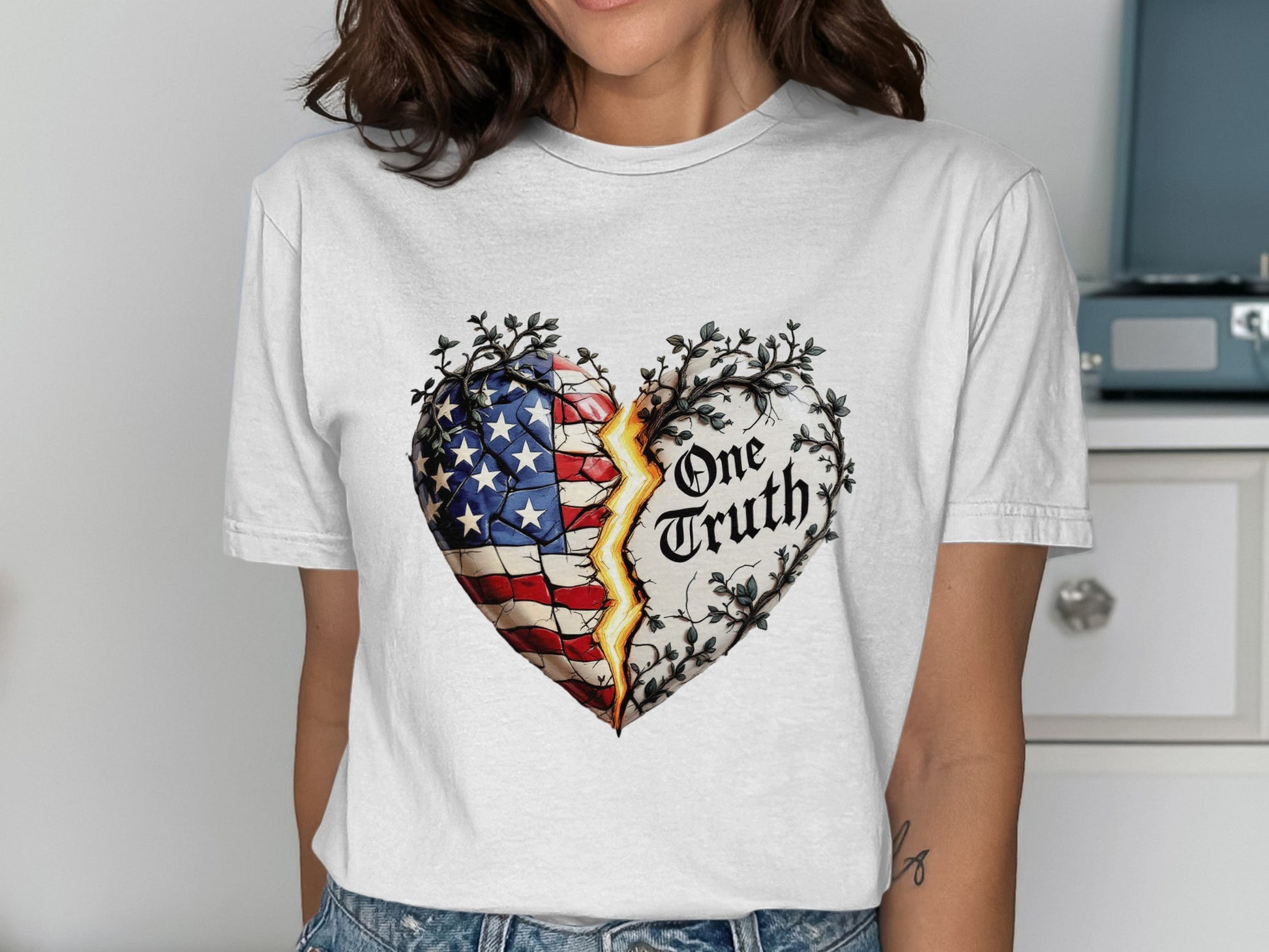 One Truth American Flag Heart Design T-shirt product type
