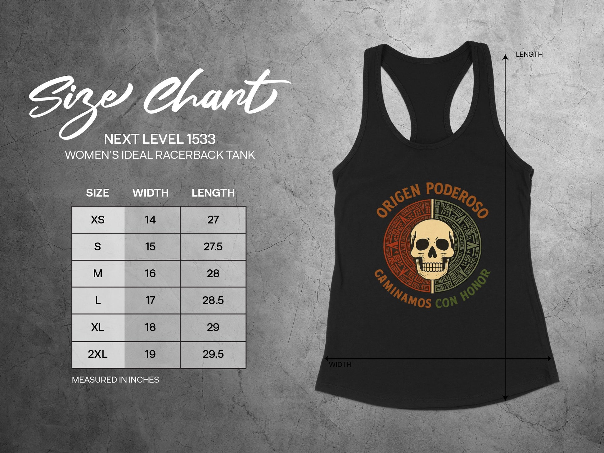Origen Poderoso Skull Design Women's Ideal Racerback Tank