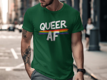 Queer AF Colorful Rainbow Pride Graphic T-shirt product type