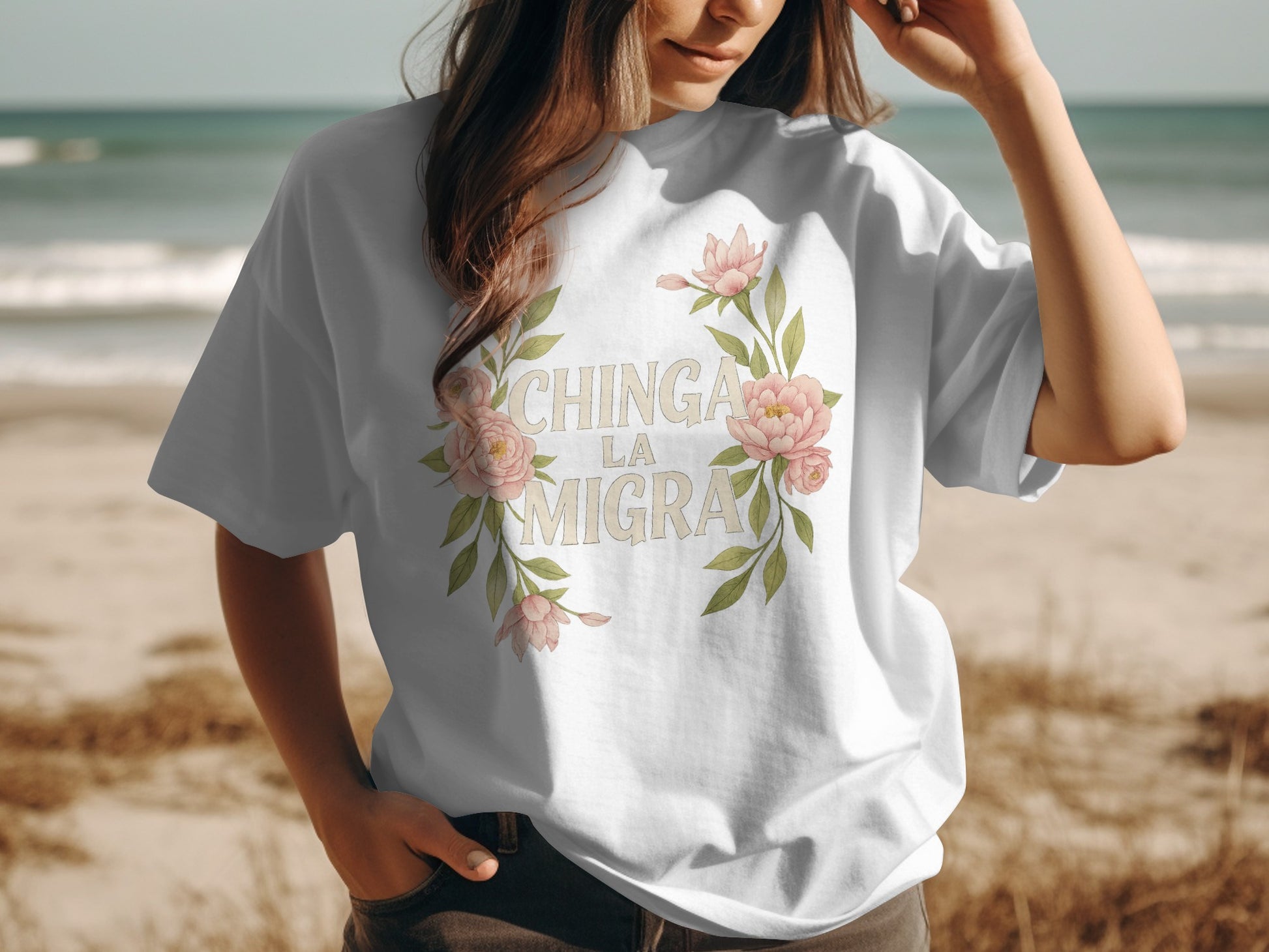 Chinga La Migra Graphic Tee With Floral Design product