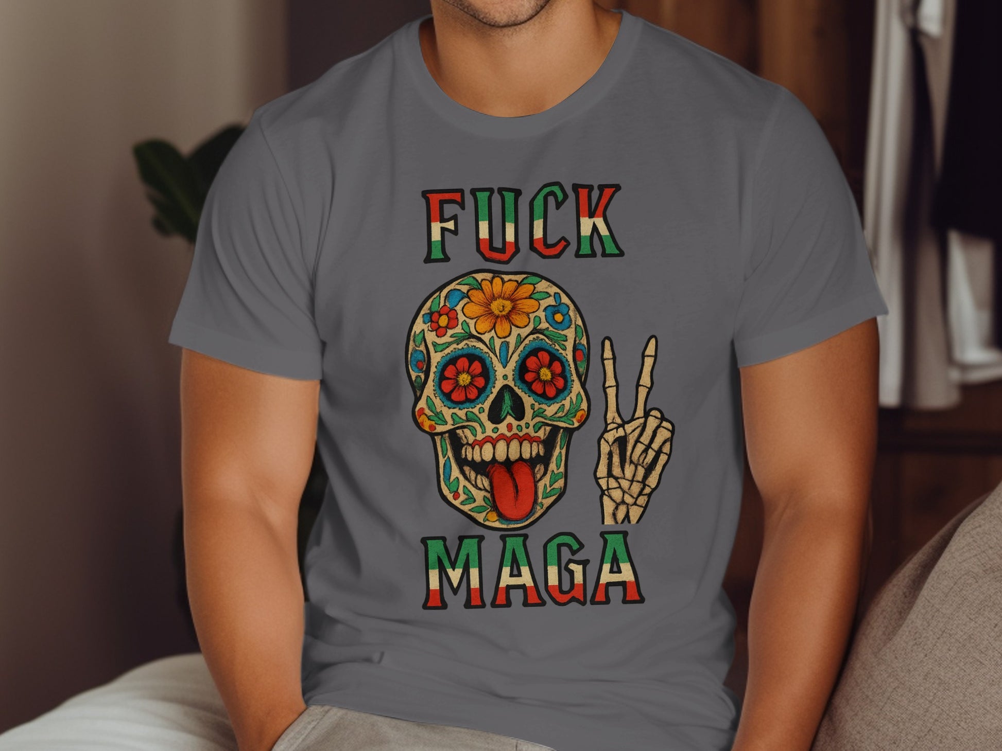 Fuck Maga Skull Peace Sign Graphic T-shirt product