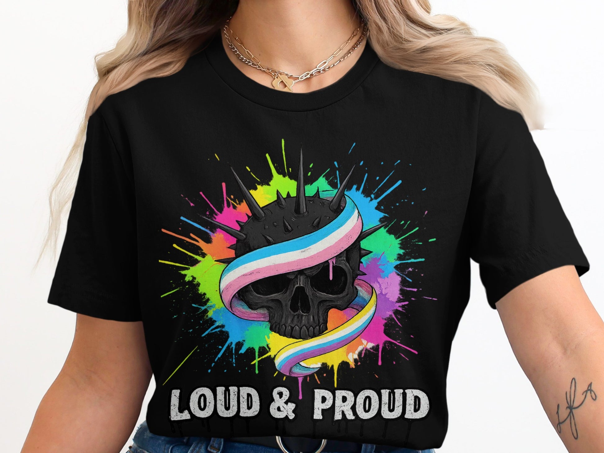 Loud & Proud Colorful Skull Graphic Tee product type