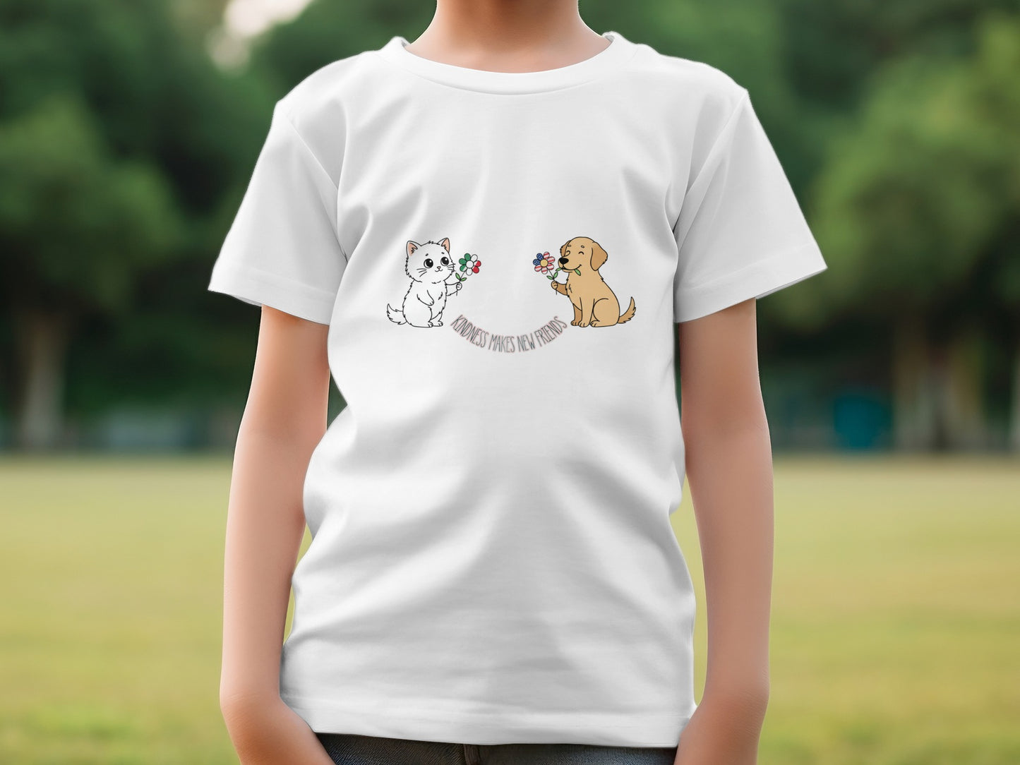 Adorable Cats and Dogs Kids Graphic T-Shirt