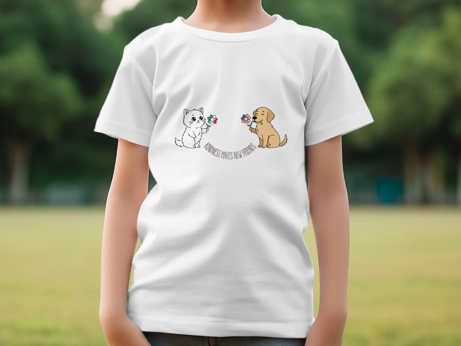 Adorable Cats and Dogs Kids Graphic T-Shirt