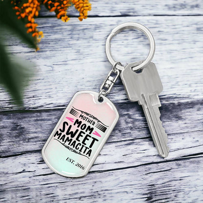 Custom Personalized Gift For Mom, Dog Tag with Swivel Keychain USA Made