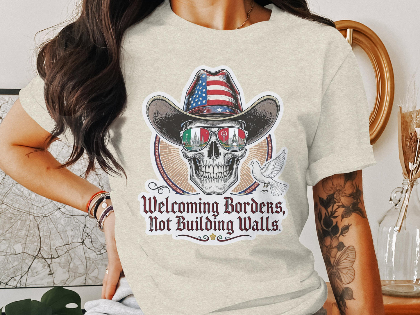 Welcoming Borders Not Building Walls Skull product