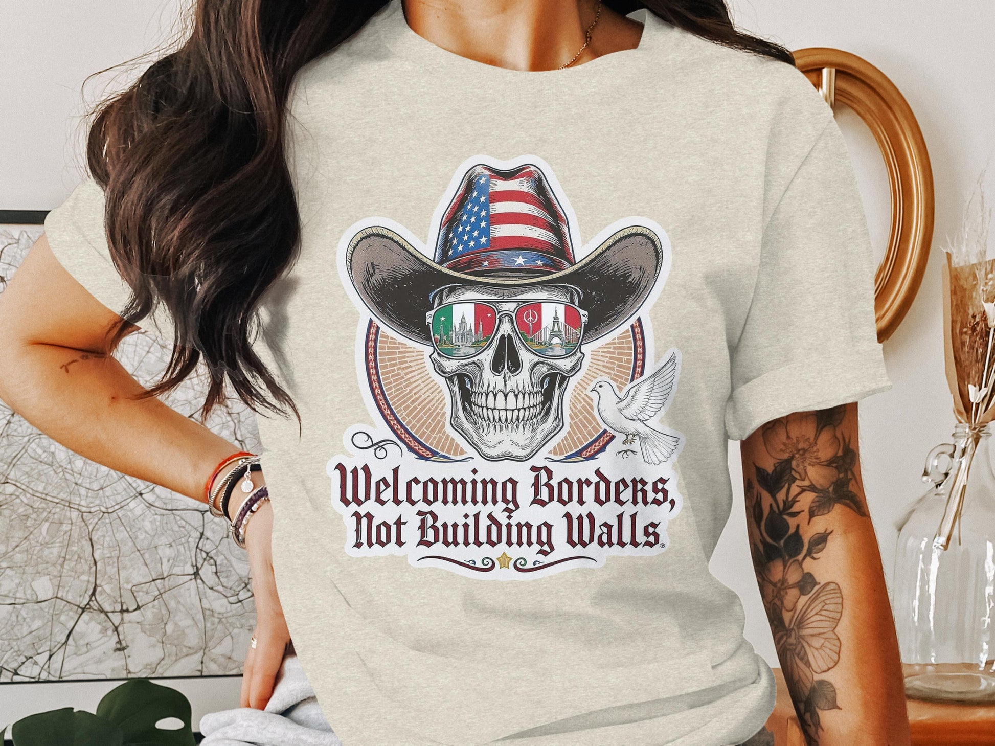 Welcoming Borders Not Building Walls Skull product