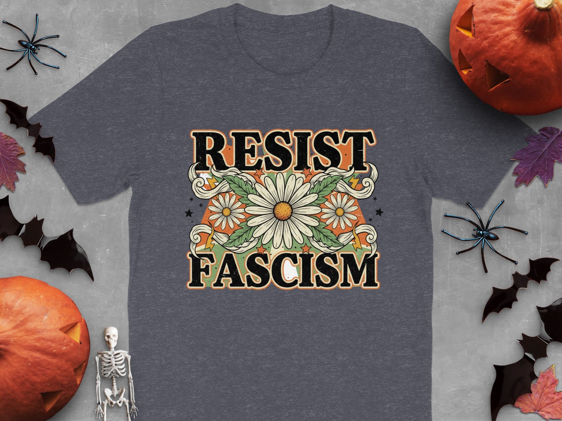 Resist Fascism Floral Design Graphic T-shirt Product
