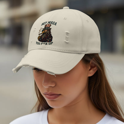 Hey Maga You F*** Up Distressed Beige Cap product