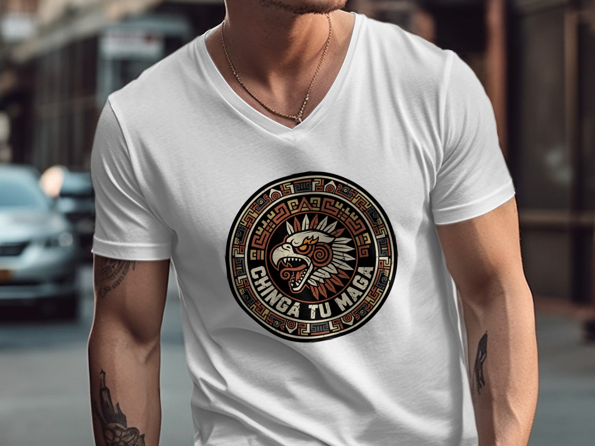 Chinga Tu Madre Aztec Design Modern T-Shirt product