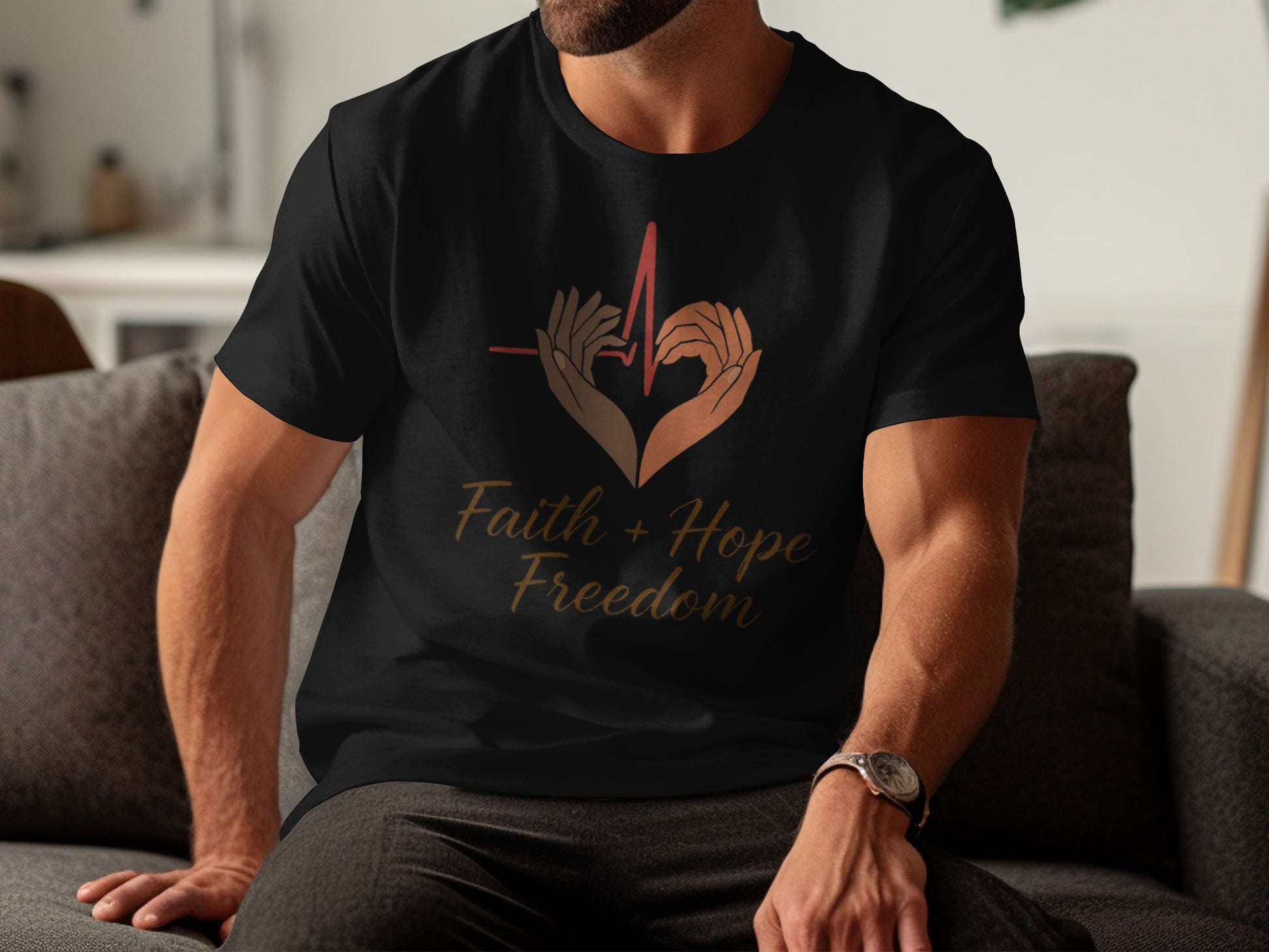 Faith Hope Freedom Graphic T-Shirt Men's Casual Product