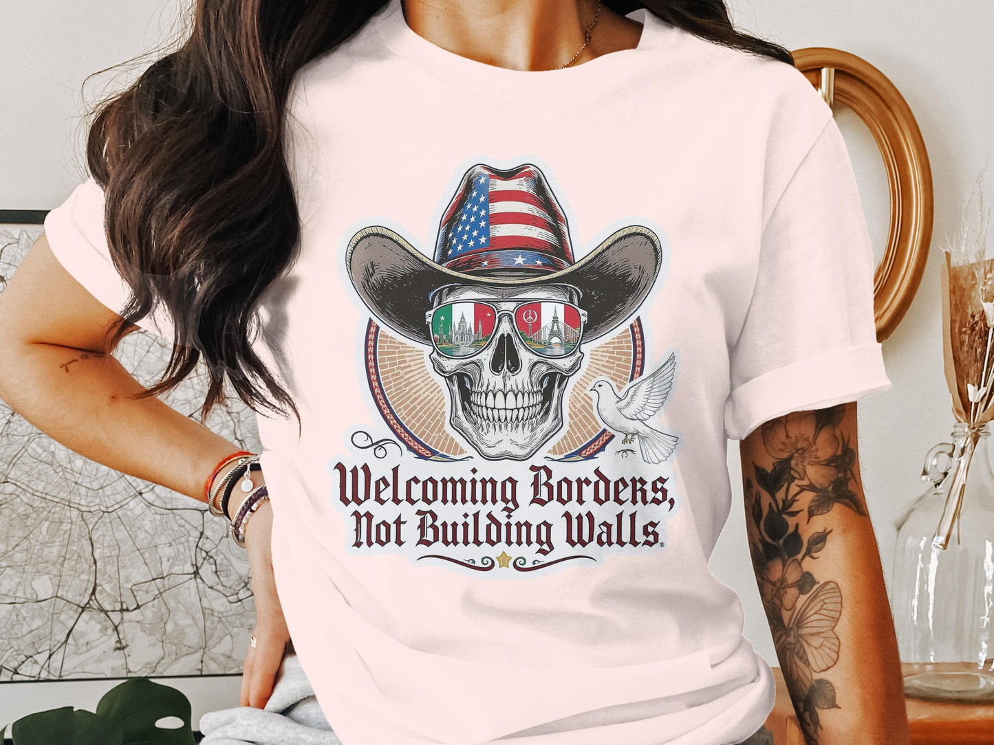 Welcoming Borders Not Building Walls Unique T-Shirt product