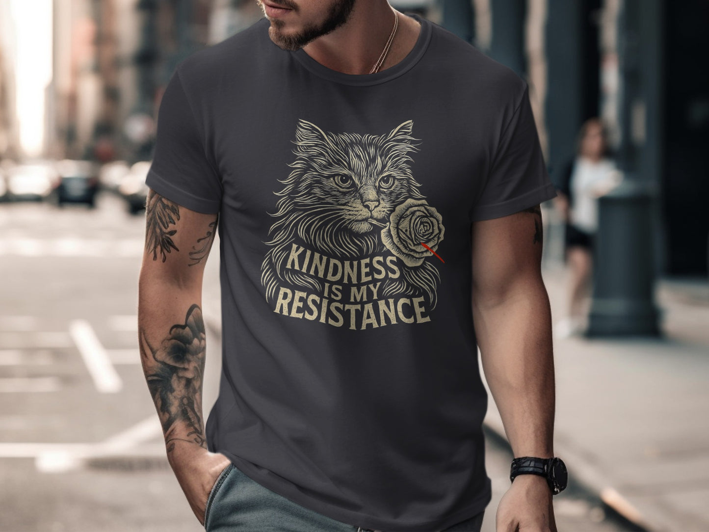 Kindness Is My Resistance Cat Art Shirt for Men