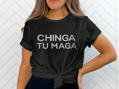 CHINGA TU MAGA Statement Black Graphic Tee