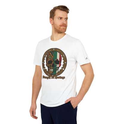 Sleek mens white t-shirt with artistic skull design