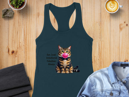Out Loud Unbothered Fabulous Always Cat Tank Top product type