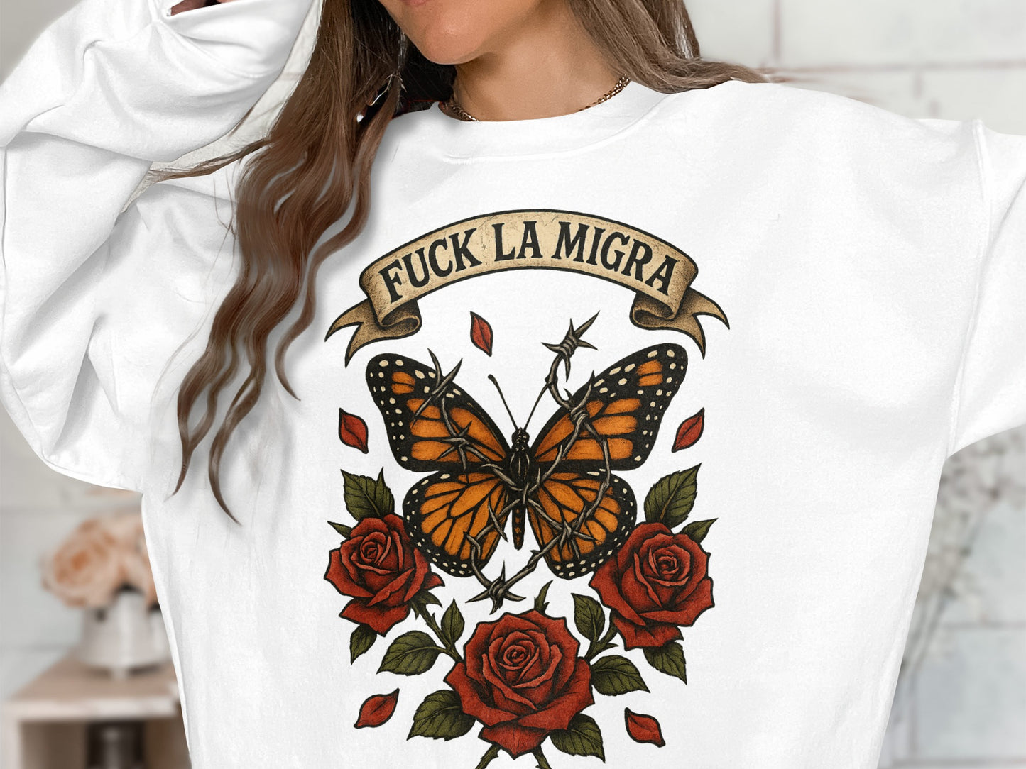 Fuck La Migra Butterfly Rose Sweatshirt product