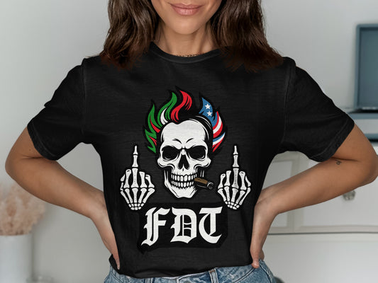 Patriotic Skull Middle Finger Design T-shirt product
