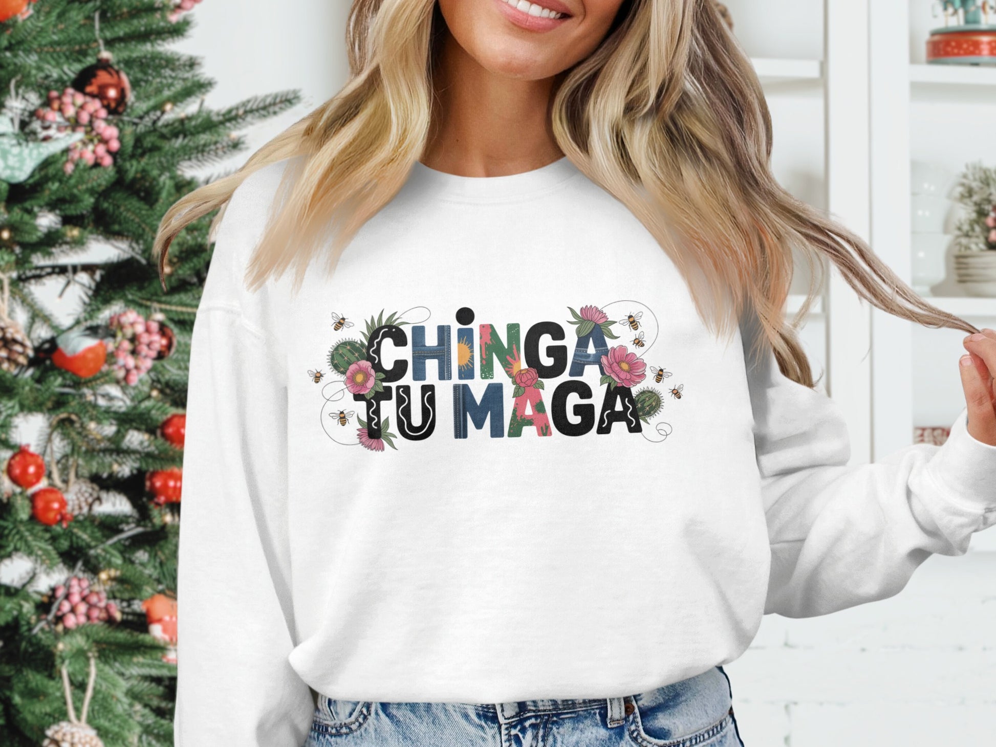 Chinga Tu Maga Colorful Graphic Design Sweater product