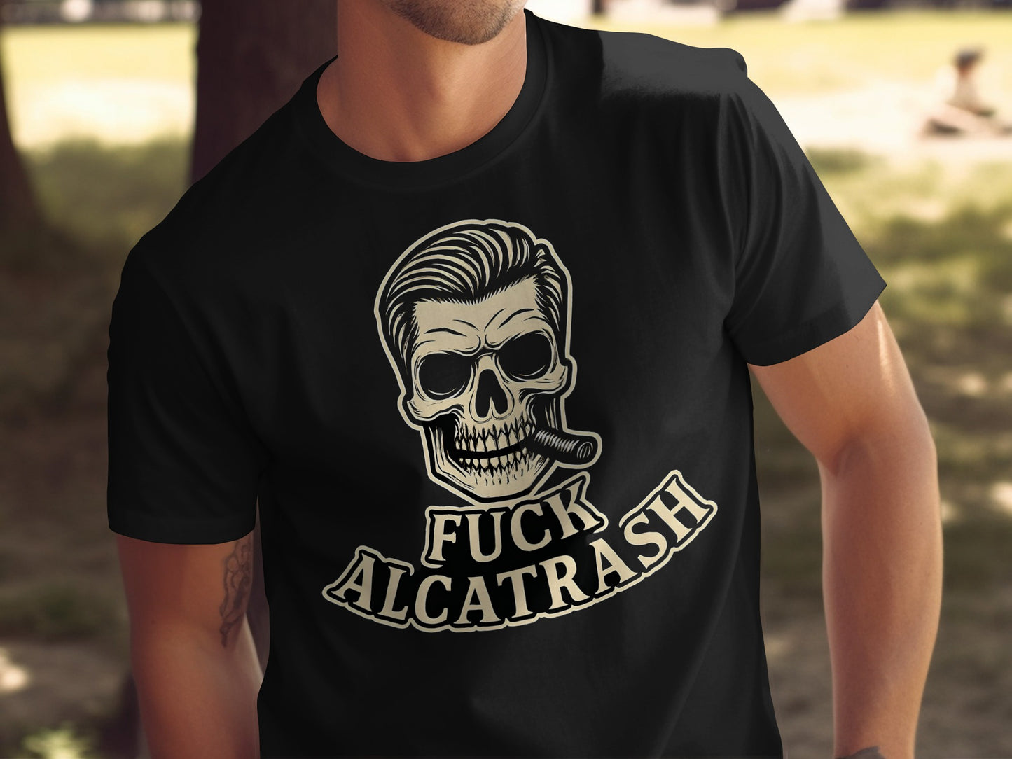 Edgy Skull and Text Graphic Statement Shirt product