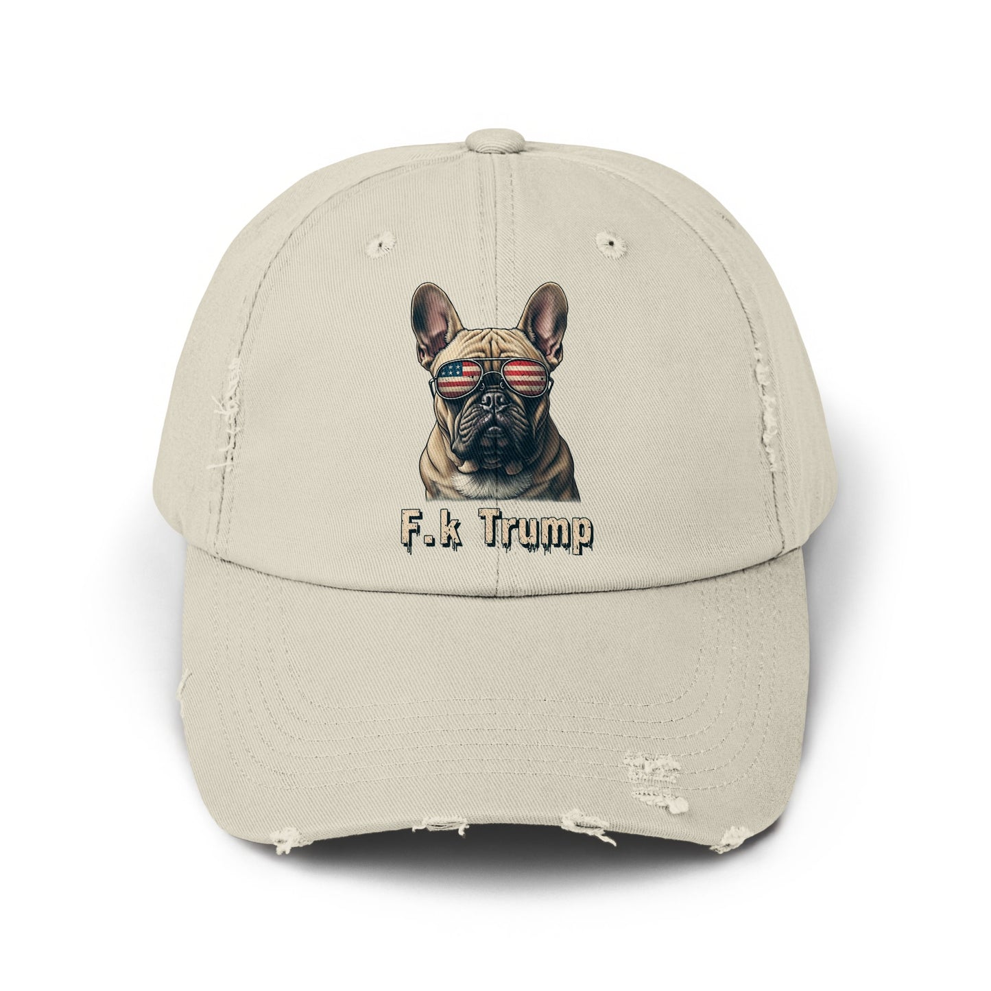 F*k Trump Bulldog Hat with Distressed Look cap