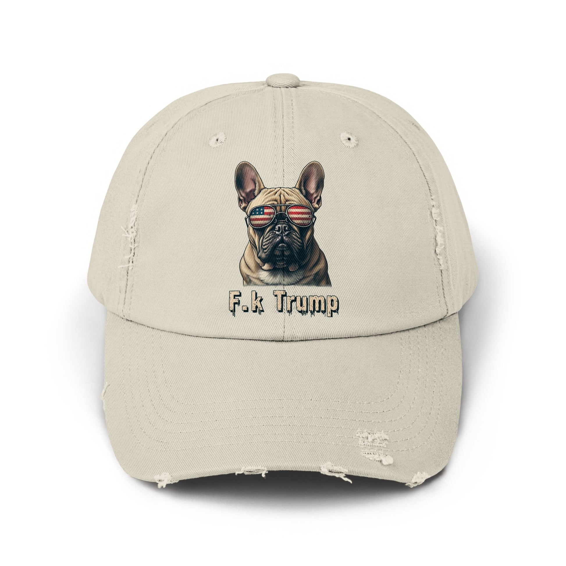 F*k Trump Bulldog Hat with Distressed Look cap