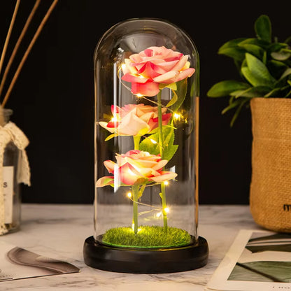 LED Galaxy Three Rose Artificial Flowers - Elegant Wedding Decor and Unique Gift for Valentine's Day and Mother's Day (Battery Not Included) - 1 Piece