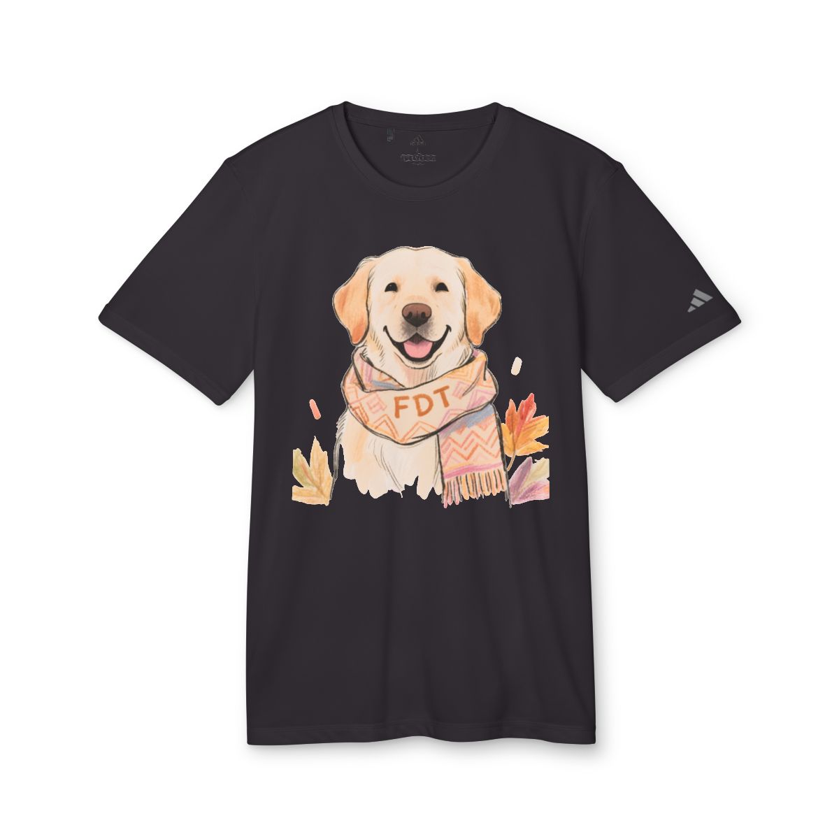 Cute Dog with Scarf in Fall Leaves Design Shirt