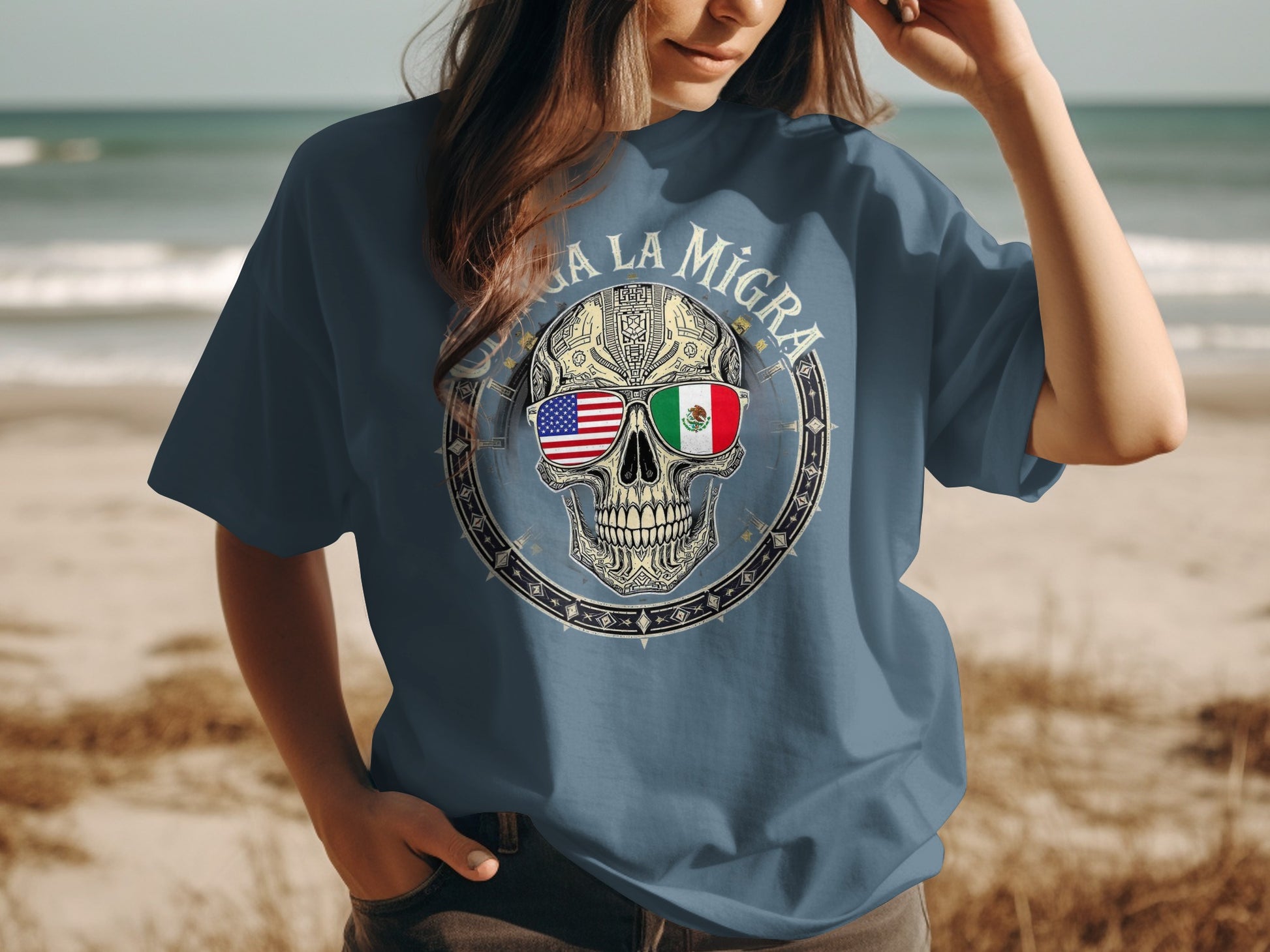 Fuera La Migra Skull Graphic Tee product type