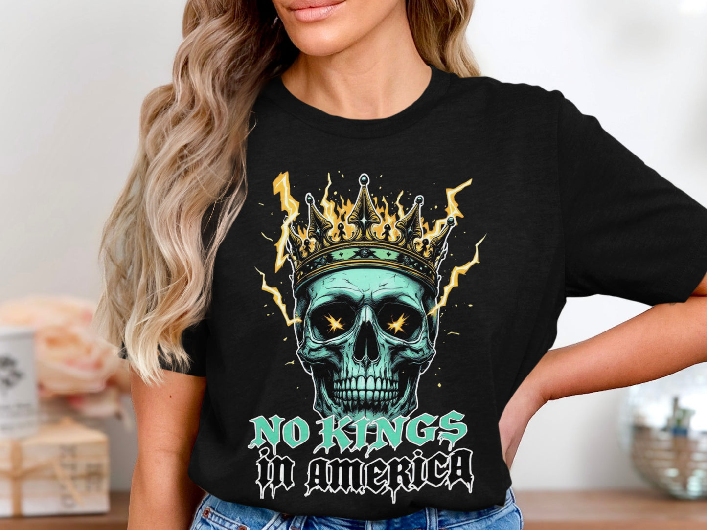 No Kings in America Graphic Skull T-Shirt product