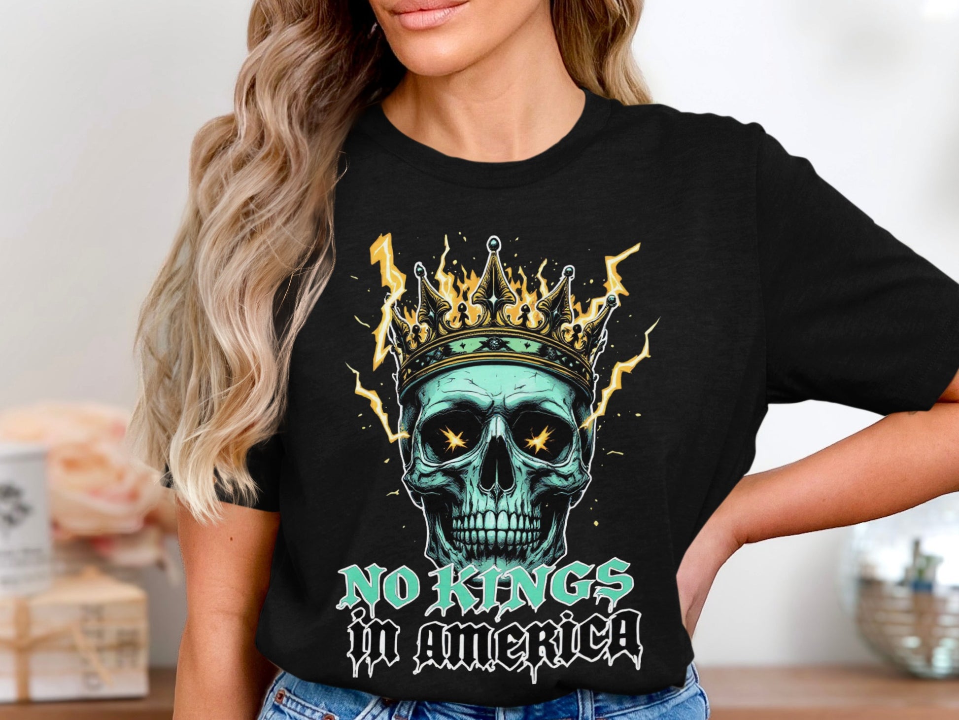 No Kings in America Graphic Skull T-Shirt product